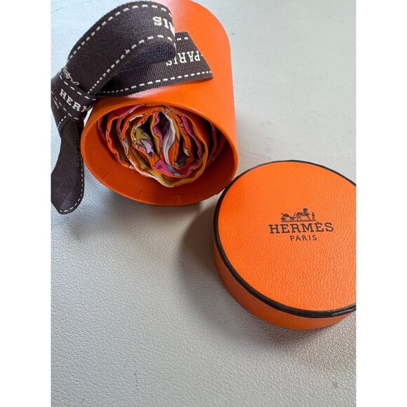 HERMES Twilly Carres Volants HG Orange/Rose Malaba, with box + ribbon - Picture 9 of 9